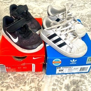 Nike and Adidas toddler shoes size 6c and 6k